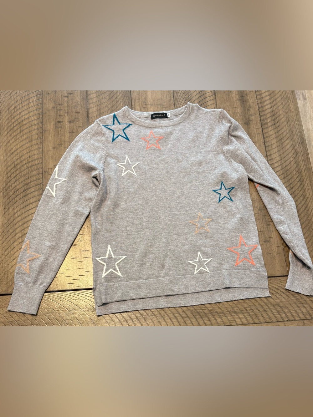 Gray Star Embroidered Sweater